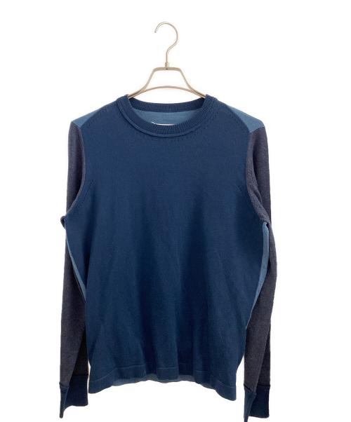 Maison Margiela（メゾンマルジェラ）Maison Margiela (メゾンマルジェラ) 配色クルーネックニット ネイビー サイズ:Sの古着・服飾アイテム