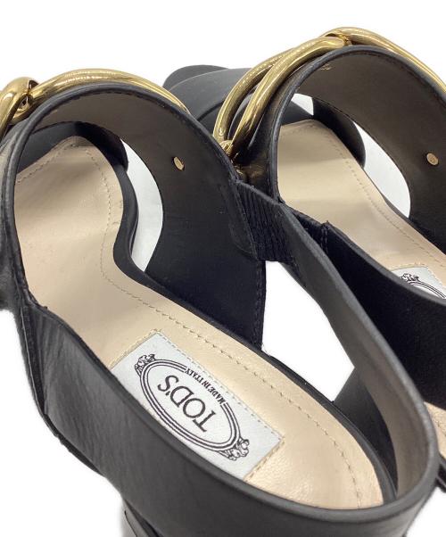 TOD'S（トッズ）TOD'S (トッズ) チェーントリムレザースリングバックサンダル ブラック サイズ:36 1/2の古着・服飾アイテム