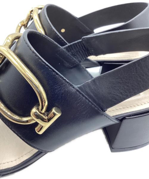 TOD'S（トッズ）TOD'S (トッズ) チェーントリムレザースリングバックサンダル ブラック サイズ:36 1/2の古着・服飾アイテム