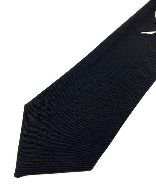 Yohji Yamamoto pour homme（ヨウジヤマモト プールオム）Yohji Yamamoto pour homme (ヨウジヤマモト プールオム) カットワークウールギャバネクタイ ブラック サイズ:-の古着・服飾アイテム