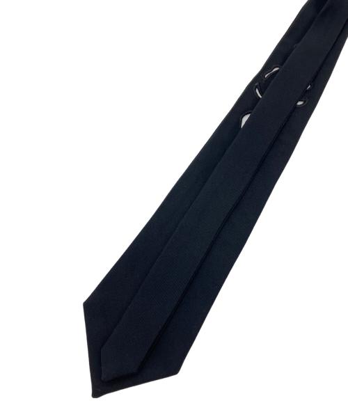 Yohji Yamamoto pour homme（ヨウジヤマモト プールオム）Yohji Yamamoto pour homme (ヨウジヤマモト プールオム) カットワークウールギャバネクタイ ブラック サイズ:-の古着・服飾アイテム