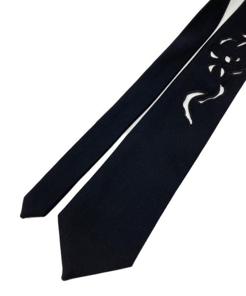 Yohji Yamamoto pour homme（ヨウジヤマモト プールオム）Yohji Yamamoto pour homme (ヨウジヤマモト プールオム) カットワークウールギャバネクタイ ブラック サイズ:-の古着・服飾アイテム