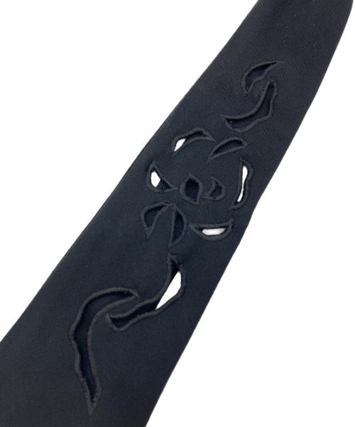 Yohji Yamamoto pour homme（ヨウジヤマモト プールオム）Yohji Yamamoto pour homme (ヨウジヤマモト プールオム) カットワークウールギャバネクタイ ブラック サイズ:-の古着・服飾アイテム
