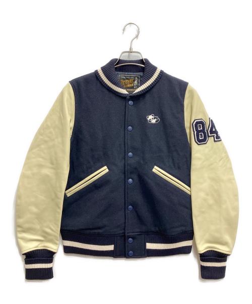 Hysteric Glamour（ヒステリックグラマー）Hysteric Glamour (ヒステリックグラマー) PANDA MANIA刺繍 レザースリーブスタジャン ネイビー サイズ:Mの古着・服飾アイテム