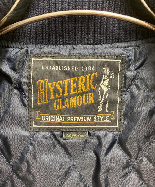 Hysteric Glamour（ヒステリックグラマー）Hysteric Glamour (ヒステリックグラマー) PANDA MANIA刺繍 レザースリーブスタジャン ネイビー サイズ:Mの古着・服飾アイテム