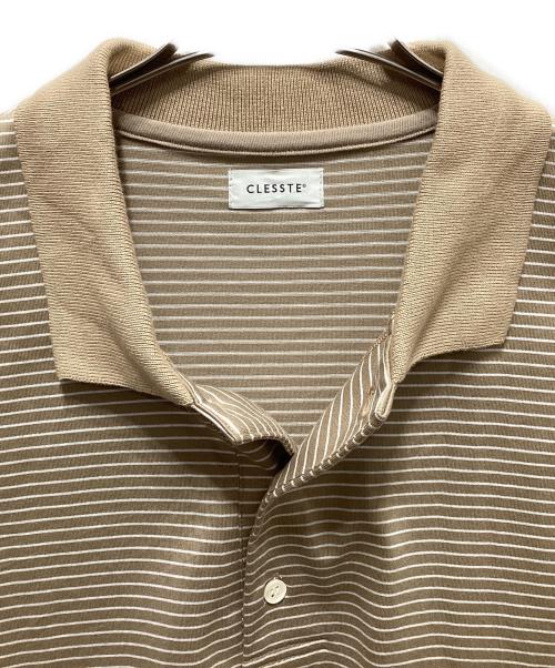 CLESSTE（クレスト）CLESSTE (クレスト) STRIPED MASSIVE S/S POLO SHIRT ベージュ×ホワイト サイズ:FREEの古着・服飾アイテム