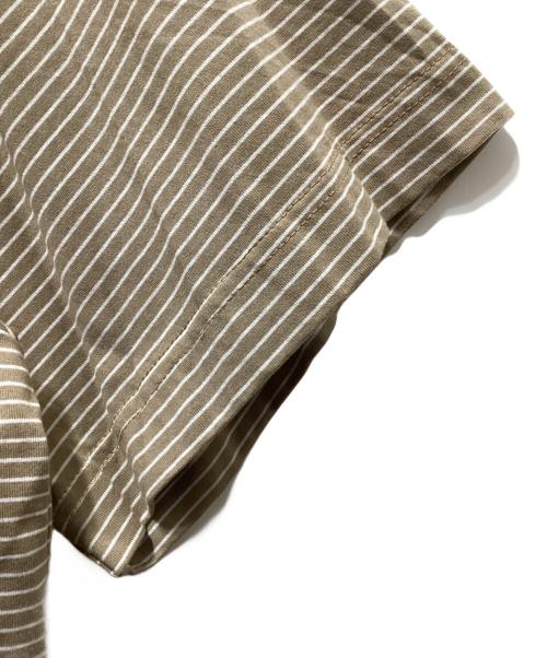 CLESSTE（クレスト）CLESSTE (クレスト) STRIPED MASSIVE S/S POLO SHIRT ベージュ×ホワイト サイズ:FREEの古着・服飾アイテム