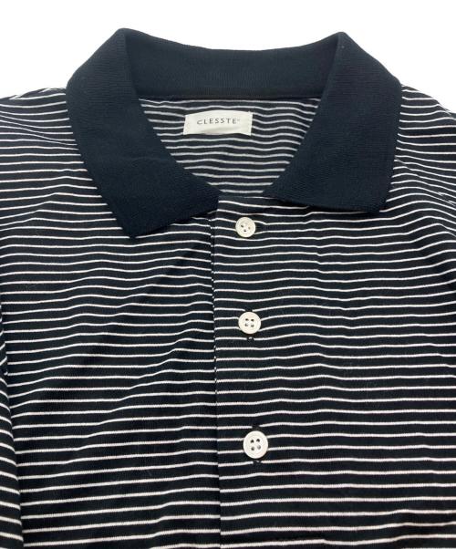 CLESSTE（クレスト）CLESSTE (クレスト) STRIPED MASSIVE S/S POLO SHIRT　CLE-TE-2403 ブラック×ホワイト サイズ:Freeの古着・服飾アイテム