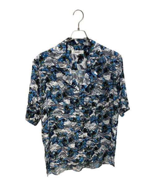 sulvam（サルバム）sulvam (サルバム) Short sleeve ALOHA shirt　STUDIOUS別注　SR-B10-022 グレー×ブルー サイズ:Sの古着・服飾アイテム