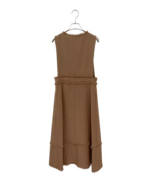 allureville（アルアバイル）allureville (アルアバイル) ノンウールツイードフリンジフレアワンピース ブラウン サイズ:2の古着・服飾アイテム