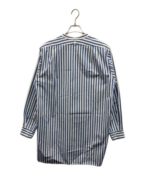 HEUGN（ユーゲン）HEUGN (ユーゲン) ストライプバンドカラーシャツ ブルー サイズ:3の古着・服飾アイテム