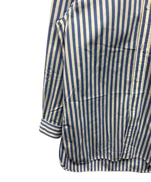HEUGN（ユーゲン）HEUGN (ユーゲン) ストライプバンドカラーシャツ ブルー サイズ:3の古着・服飾アイテム
