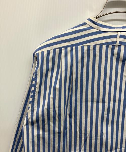HEUGN（ユーゲン）HEUGN (ユーゲン) ストライプバンドカラーシャツ ブルー サイズ:3の古着・服飾アイテム