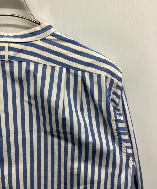 HEUGN（ユーゲン）HEUGN (ユーゲン) ストライプバンドカラーシャツ ブルー サイズ:3の古着・服飾アイテム