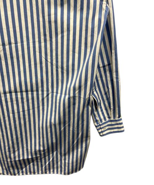 HEUGN（ユーゲン）HEUGN (ユーゲン) ストライプバンドカラーシャツ ブルー サイズ:3の古着・服飾アイテム