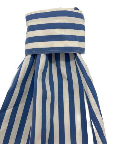 HEUGN（ユーゲン）HEUGN (ユーゲン) ストライプバンドカラーシャツ ブルー サイズ:3の古着・服飾アイテム