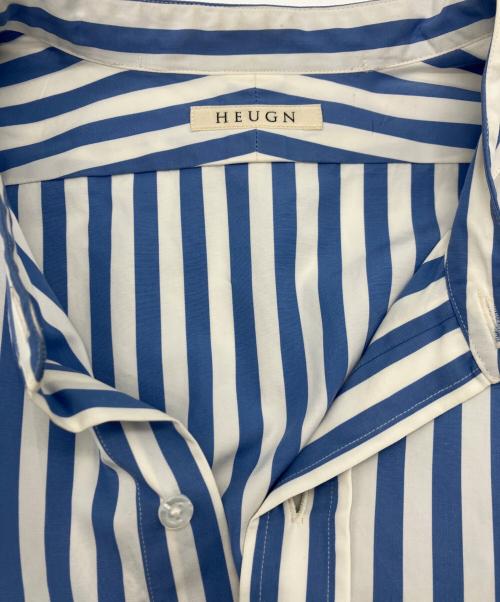 HEUGN（ユーゲン）HEUGN (ユーゲン) ストライプバンドカラーシャツ ブルー サイズ:3の古着・服飾アイテム