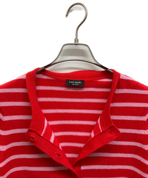 Kate Spade（ケイトスペード）Kate Spade (ケイトスペード) カシミヤカーディガン レッド×ピンク サイズ:Sの古着・服飾アイテム
