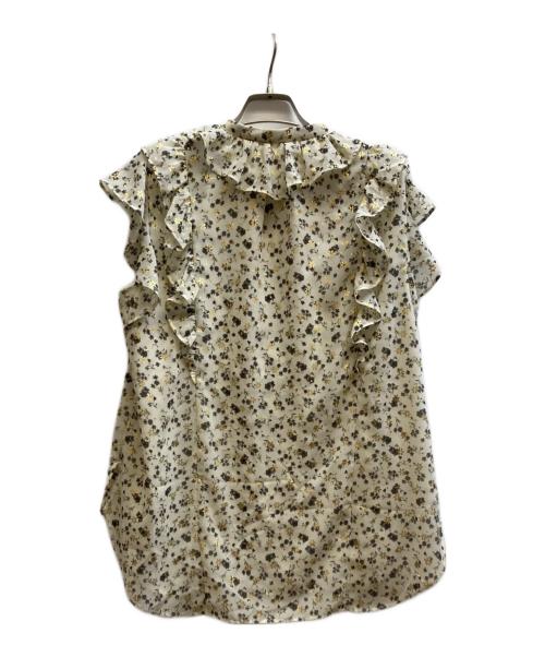JUSGLITTY（ジャスグリッティー）JUSGLITTY (ジャスグリッティー) フリルプリントブラウス ベージュ サイズ:2の古着・服飾アイテム