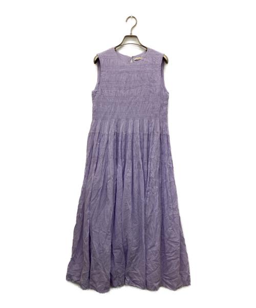 ne quittez pas（ヌキテパ）ne quittez pas (ヌキテパ) Cotton Voile Shirring Sleeveless Dress パープル サイズ:Sの古着・服飾アイテム