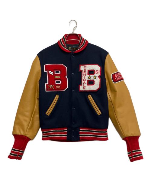 Champion（チャンピオン）Champion (チャンピオン) AWARD JACKET/アワードジャケット ネイビー×ブラウン サイズ:Sの古着・服飾アイテム