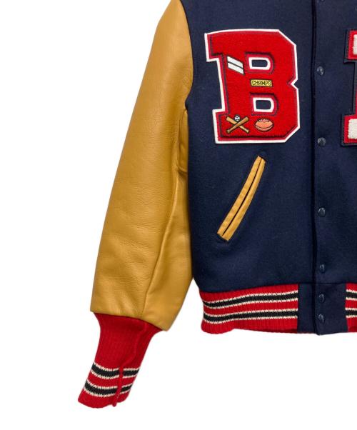 Champion（チャンピオン）Champion (チャンピオン) AWARD JACKET/アワードジャケット ネイビー×ブラウン サイズ:Sの古着・服飾アイテム