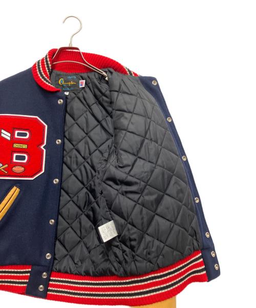 Champion（チャンピオン）Champion (チャンピオン) AWARD JACKET/アワードジャケット ネイビー×ブラウン サイズ:Sの古着・服飾アイテム