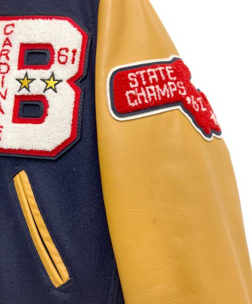 Champion（チャンピオン）Champion (チャンピオン) AWARD JACKET/アワードジャケット ネイビー×ブラウン サイズ:Sの古着・服飾アイテム