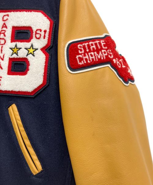 Champion（チャンピオン）Champion (チャンピオン) AWARD JACKET/アワードジャケット ネイビー×ブラウン サイズ:Sの古着・服飾アイテム