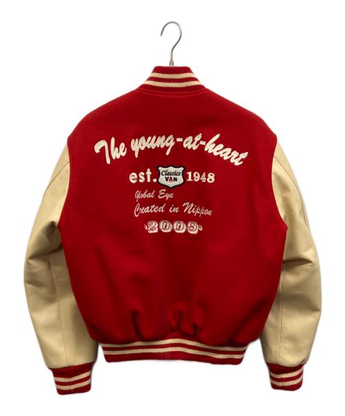 VAN（ヴァン）VAN (ヴァン) レザースリーブスタジャン レッド サイズ:Mの古着・服飾アイテム