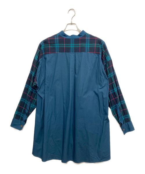 Vivienne Westwood man（ヴィヴィアン ウェストウッド マン）Vivienne Westwood man (ヴィヴィアン ウェストウッド マン) チェックバンドカラーチュニックシャツ ブルー サイズ:FREEの古着・服飾アイテム