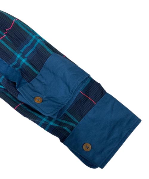 Vivienne Westwood man（ヴィヴィアン ウェストウッド マン）Vivienne Westwood man (ヴィヴィアン ウェストウッド マン) チェックバンドカラーチュニックシャツ ブルー サイズ:FREEの古着・服飾アイテム