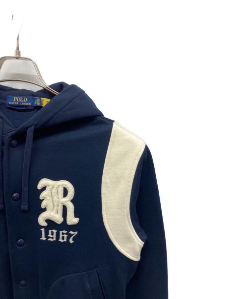 POLO RALPH LAUREN（ポロ・ラルフローレン）POLO RALPH LAUREN (ポロ・ラルフローレン) フリース フーデッド ベースボール ジャケット ネイビー サイズ:Sの古着・服飾アイテム
