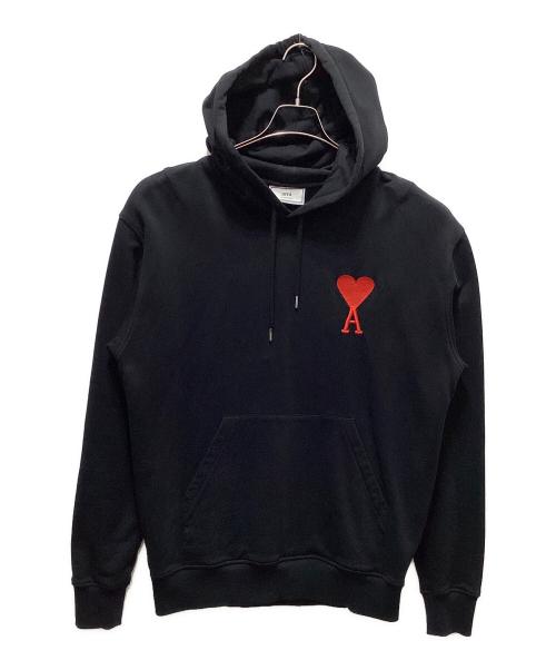 ami（アミ）ami (アミ) LARGE HEART LOGO HOODIE ブラック サイズ:XLの古着・服飾アイテム