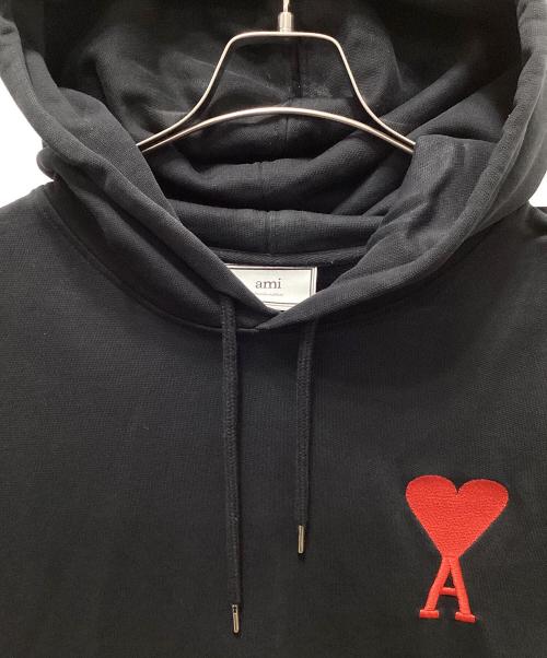 ami（アミ）ami (アミ) LARGE HEART LOGO HOODIE ブラック サイズ:XLの古着・服飾アイテム