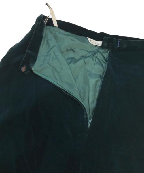 Christian Dior（クリスチャン ディオール）Christian Dior (クリスチャン ディオール) ベロアロングスカート グリーン サイズ:Lの古着・服飾アイテム