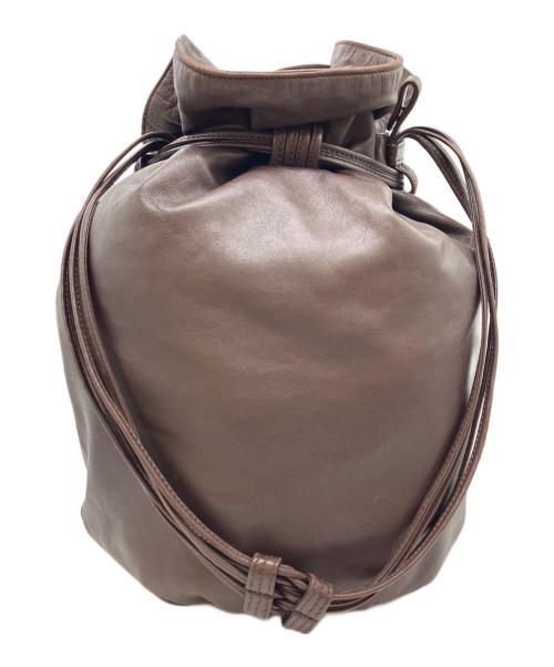 LOEWE（ロエベ）LOEWE (ロエベ) 巾着レザーショルダーバッグ ブラウンの古着・服飾アイテム