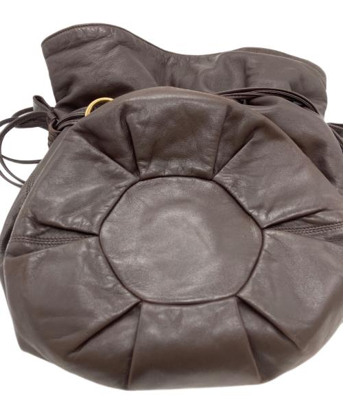 LOEWE（ロエベ）LOEWE (ロエベ) 巾着レザーショルダーバッグ ブラウンの古着・服飾アイテム