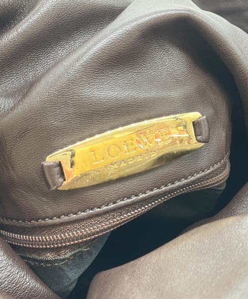 LOEWE（ロエベ）LOEWE (ロエベ) 巾着レザーショルダーバッグ ブラウンの古着・服飾アイテム