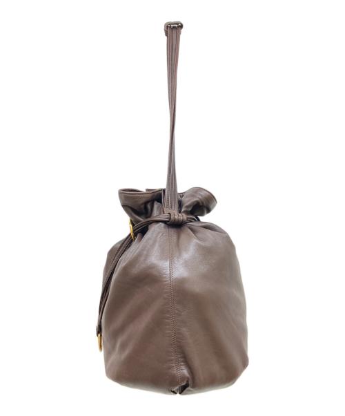 LOEWE（ロエベ）LOEWE (ロエベ) 巾着レザーショルダーバッグ ブラウンの古着・服飾アイテム