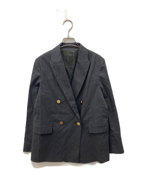 Noble（ノーブル）Noble (ノーブル) 麻ストレッチピークドラペルダブルジャケット グレー サイズ:38の古着・服飾アイテム