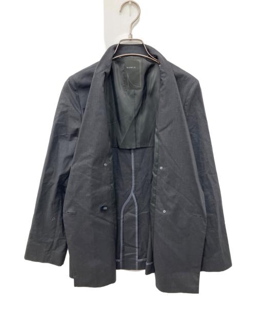 Noble（ノーブル）Noble (ノーブル) 麻ストレッチピークドラペルダブルジャケット グレー サイズ:38の古着・服飾アイテム