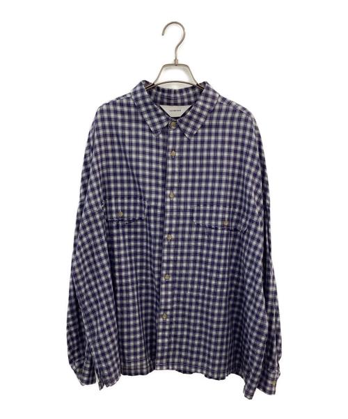 wonderland（ワンダーランド）wonderland (ワンダーランド) ビッグチェックシャツ ブルーの古着・服飾アイテム