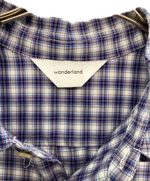 wonderland（ワンダーランド）wonderland (ワンダーランド) ビッグチェックシャツ ブルーの古着・服飾アイテム