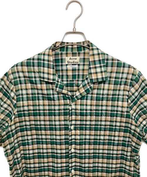 Acne studios（アクネ ストゥディオズ）ACNE STUDIOS (アクネ ストゥディオズ) オープンカラーS/Sシャツ グリーン サイズ:48の古着・服飾アイテム