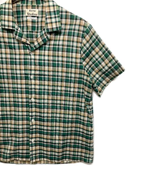 Acne studios（アクネ ストゥディオズ）ACNE STUDIOS (アクネ ストゥディオズ) オープンカラーS/Sシャツ グリーン サイズ:48の古着・服飾アイテム