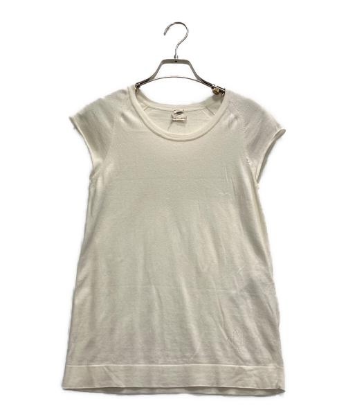 HERMES（エルメス）HERMES (エルメス) コットンシルクノースリーブニット ホワイト サイズ:34の古着・服飾アイテム