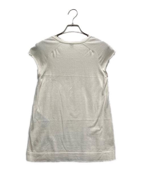 HERMES（エルメス）HERMES (エルメス) コットンシルクノースリーブニット ホワイト サイズ:34の古着・服飾アイテム