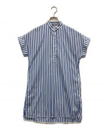 MaxMara LEISURE（マックスマーラレジャー）の古着「バンドカラーシャツワンピース」｜ブルー