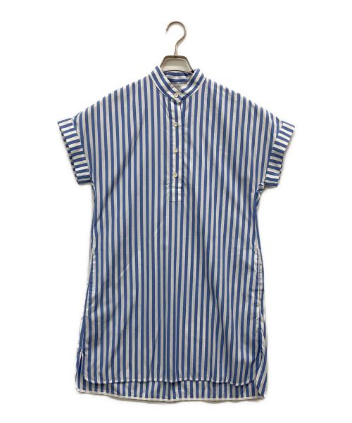 MaxMara LEISURE（マックスマーラレジャー）MaxMara LEISURE (マックスマーラレジャー) バンドカラーシャツワンピース ブルー サイズ:SIZE34の古着・服飾アイテム